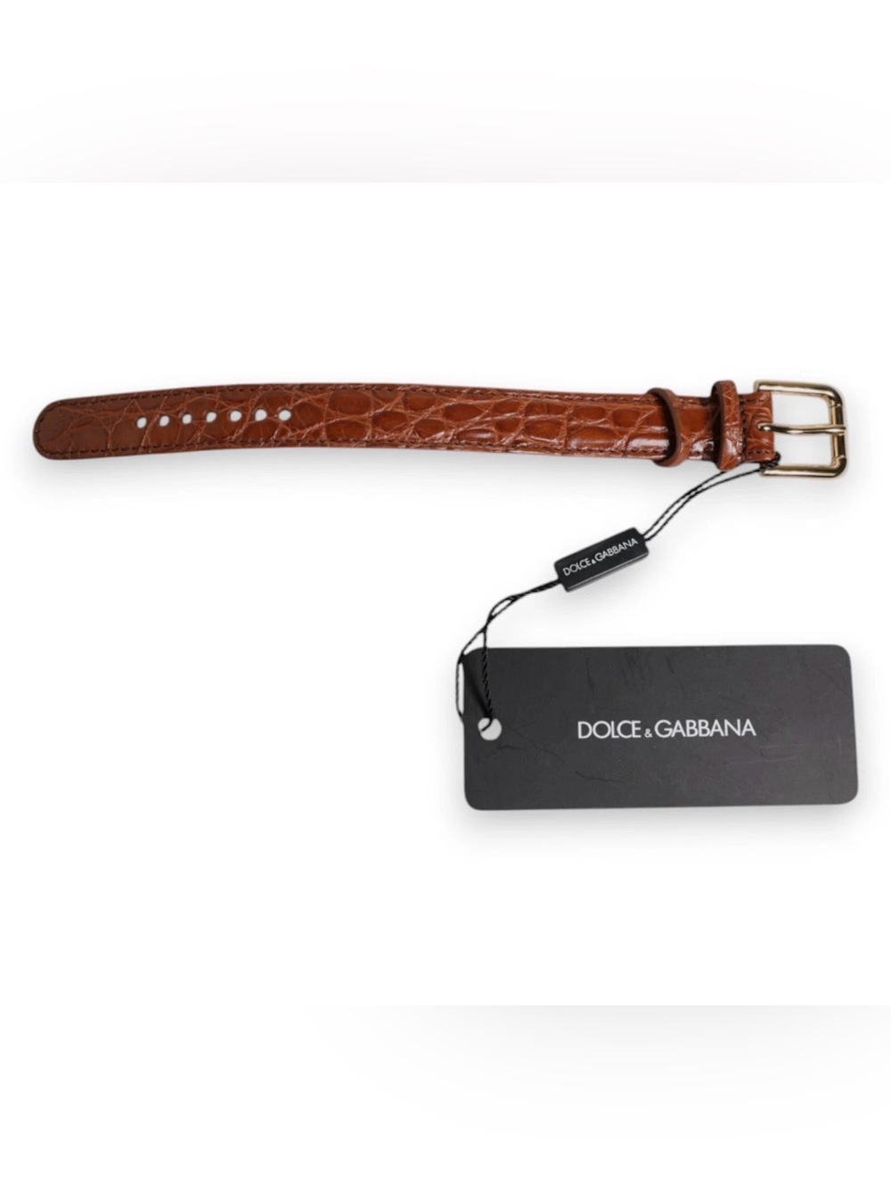 DOLCE & GABBANA Brown Textured Leather Gold Metal Hardware NWT